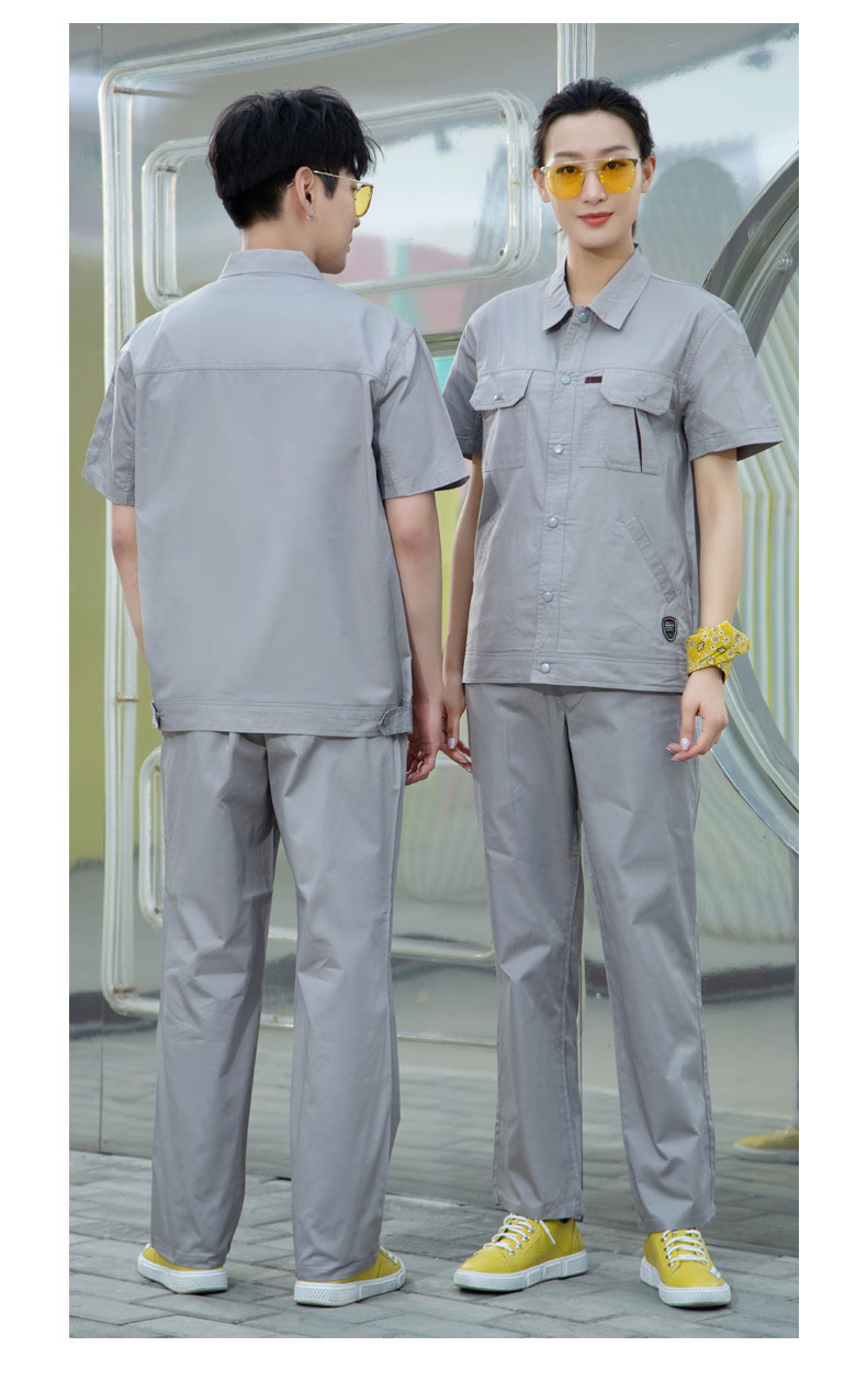 汽修短袖工程服-淺灰色